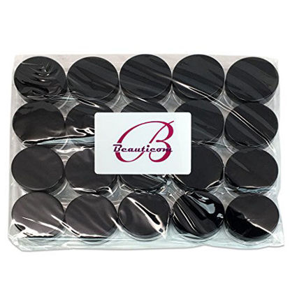 Picture of 40 New empty 10 Gram (0.35 oz) Plastic Pot Jars - BPA FREE Clear Round Acrylic Container for Travel, Cosmetic, Makeup, Bead, Sample, Lip Balm, Candy, Herbs, Eye Shadow 10g/10ml (Black Lid)