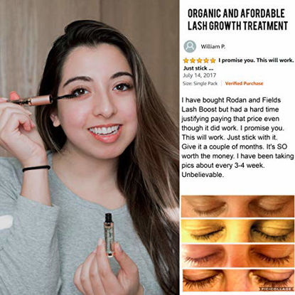 Picture of USDA Organic Castor Oil for Eyelashes and Eyebrows - Cold Pressed Castor Oil Eyelash Growth Serum with Mascara Tube - Caster Oil Eyebrow Growth Serum Best Seller Eyelash Conditioner Lash Boost Serum