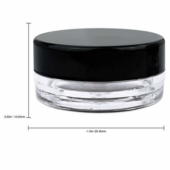 Picture of (50 Pcs) Beauticom 3G/3ML Round Clear Jars with Black Lids for Pills, Medication, Ointments and Other Beauty and Health Aids - BPA Free