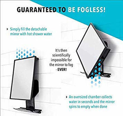 Picture of ToiletTree Products Deluxe Larger Fogless Shower Shaving Mirror with Squeegee, Large, Black