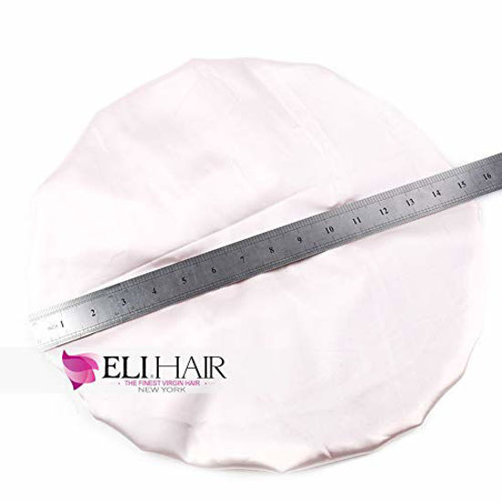 Picture of ELIHAIR Stain Bonnet Silky Sleep Cap Adjustable Satin Cap for Night Sleeping Hair Bonnet Reversible Double Layer X-Large Size Champagne/Grey