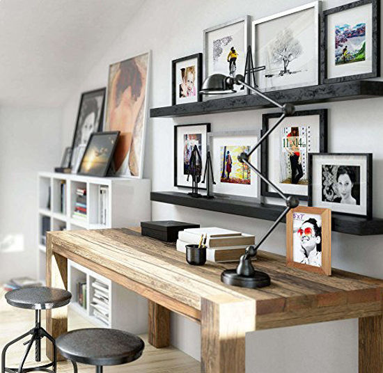 Picture of RPJC 5x7 Picture Frames Made of Solid Wood High Definition Glass for Table Top Display and Wall Mounting Photo Frame White