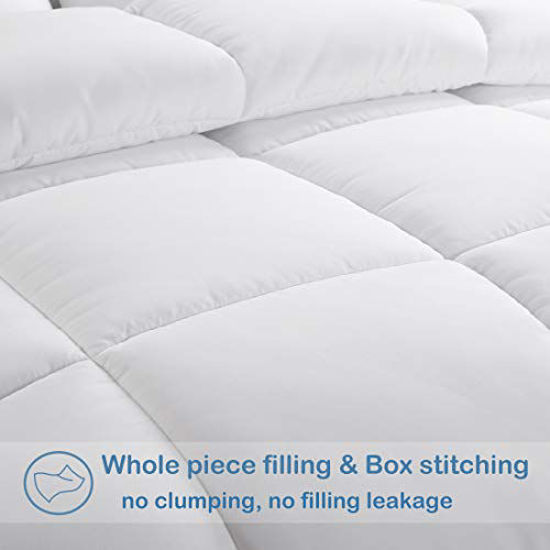 Picture of EASELAND All Season Full Size Soft Quilted Down Alternative Comforter Hotel Collection Reversible Duvet Insert with Corner Tabs,Winter Warm Fluffy Hypoallergenic,White,82 by 86 Inches