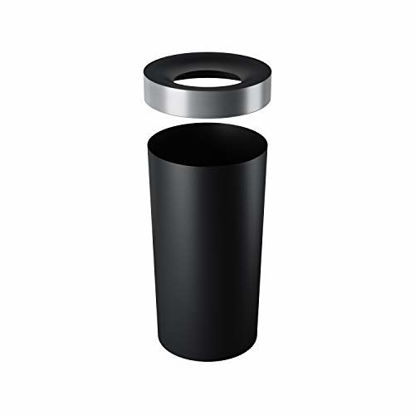 Picture of Umbra Vento Open Top 16.5-Gallon Kitchen Trash Large, Garbage Can for Indoor, Outdoor or Commercial Use, Black/Nickel