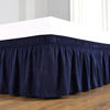 Picture of Biscaynebay Wrap Around Bed Skirts Elastic Dust Ruffles, Easy Fit Wrinkle and Fade Resistant Silky Luxrious Fabric Solid ColorNavy for Twin and Twin XL Size Beds 18 Inches Drop