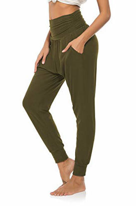 Picture of DIBAOLONG Womens Yoga Sweatpants Loose Workout Joggers Pants Comfy Lounge Pants with Pockets Army Green S