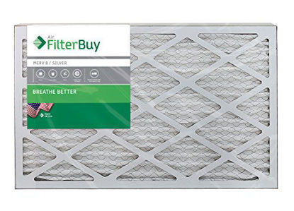 Picture of FilterBuy 13x20x1 MERV 8 Pleated AC Furnace Air Filter, (Pack of 2 Filters), 13x20x1 - Silver