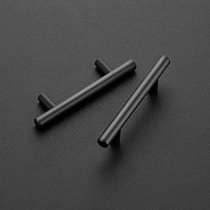 Picture of 5 Pack | 5'' Cabinet Pulls Matte Black Stainless Steel Kitchen Drawer Pulls Cabinet Handles 5Length, 3 Hole Center