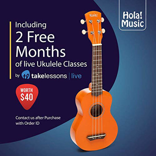 GetUSCart Hola Music HM 21OR Soprano Ukulele Bundle with Canvas Tote Bag Strap and Picks Color Series Orange