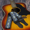 Picture of KLIQ Vintage Woven Guitar Strap for Acoustic and Electric Guitars + 2 Free Rubber Strap Locks, 2 Free Guitar Picks and 1 Free Lace | '60s Jacquard Weave Hootenanny Style | Hendrix Blue