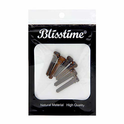 Picture of Blisstime 6pcs Rosewood Guitar Bridge Pins Inlaid Abalone Dot Acoustic Guitar Replacement Parts