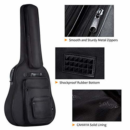 Picture of CAHAYA 40 41 42 Inch Multi-pockets Acoustic Guitar Bag 6 Pockets 0.3 Inch Thick Padding Waterproof Guitar Case Gig Bag