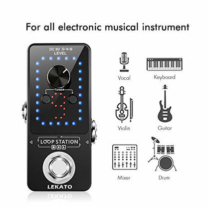 Picture of LEKATO Guitar Effect Pedal Guitar Looper Pedal Tuner Function Loop Station Loops 9 Loops 40 minutes Record Time with USB Cable for Electric Guitar Bass