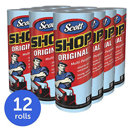 Picture of Scott Shop Towels Original (75147), Blue, 55 Sheets/Standard Roll, 12 Rolls/Case, 660 Towels/Case
