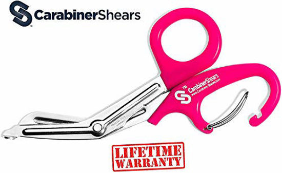 GetUSCart- Trauma Shears with Carabiner - Stainless Steel Bandage Scissors  for Surgical, EMT, EMS, Medical, Nursing, and Veterinary Use, First Aid  Supplies and Accessories, 7.5-inch, Pink