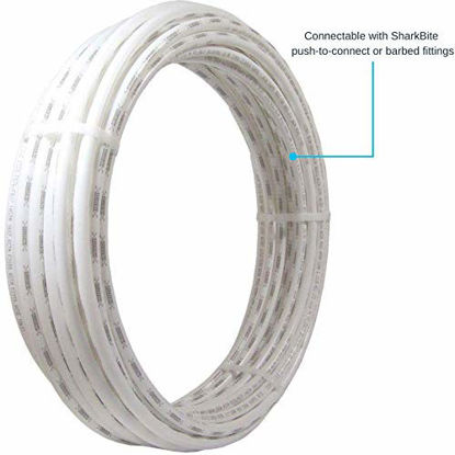 Picture of SharkBite, White, PEX Pipe 1/2 Inch, Flexible Tube, Potable Water, Push-to-Connect Plumbing Fittings, U860W100, 100 Foot Coil, Ft