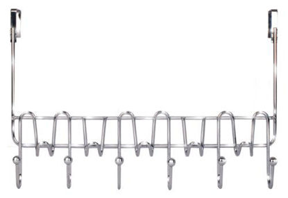 Picture of DecoBros Supreme Over The Door 11 Hook Organizer Rack, Chrome Finish