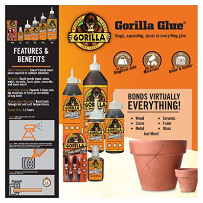 Picture of Gorilla 5002801 Original Waterproof Polyurethane Glue, 8 Ounce Bottle, Brown, (Pack of 1)