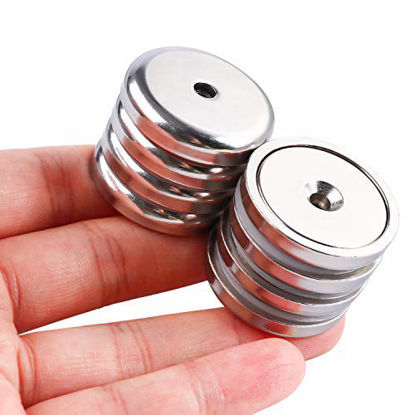 Picture of Super Power Rare Earth Cup Magnets, 95 LBS Holding Force, 1.26 inch x 0.236 inch Diameter, Industrial Strength Round Base Neodymium Magnets, Countersunk Hole for Home, Kitchen, Workplace, Pack of 8