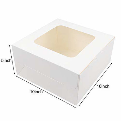 Picture of Moretoes 24pcs 10x10x5 Inches White Bakery Boxes with Window Cake Box for Pastries, Cookies, Pie, Cupcakes