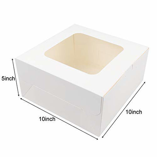 Moretoes 24pcs 10x10x5 Inches White Bakery Boxes with Window Cake Box 