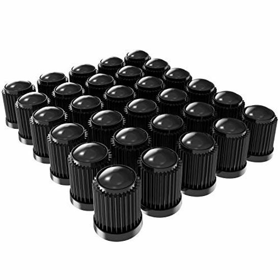 Picture of SAMIKIVA (30 Pack) Tire Stem Valve Caps, with O Rubber Ring, Universal Stem Covers for Cars, SUVs, Bike and Bicycle, Trucks, Motorcycles, Airtight Seal Heavy Duty (Black (30 Pack))