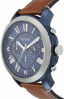 Picture of Fossil Men's Grant Quartz Leather Chronograph Watch, Color: Silver/Blue (Model: FS5151)