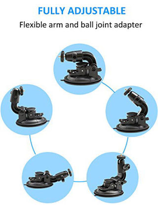 Picture of Camera Car Windshield Suction Cup Mount for GoPro, EXSHOW 360 Rotation Heavy Duty Car Window Holder with 1/4-20 Thread for GoPro Hero 9 8 7 6 5 4 SJCAM Canon g7x Vlogging DSLR and Other Action Camera