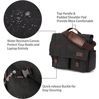 Picture of Messenger Bag for Men,Water Resistant Canvas Satchel 15.6 17 Inch Laptop Briefcases Business Shoulder Bookbag by RAVUO