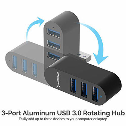 Picture of Sabrent Premium 3-Port Aluminum Mini USB 3.0 Hub [90°/180° Degree Rotatable] (HB-R3MB)