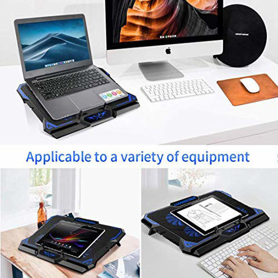 Picture of Laptop Cooling Pad, Laptop Cooler with 6 Quiet Led Fans for 15.6-17 Inch Laptop Cooling Fan Stand, Portable Ultra Slim USB Powered Gaming Laptop Cooling Pad, Switch Control Fan Speed Function