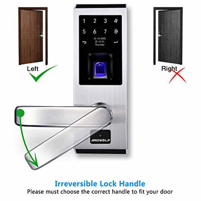 Picture of Ardwolf A50 Fingerprint Door Lock with Left-Handle, Keyless Entry Biometric Door-Locks Smart Front Door-Lock with Digital Key-pad and Key for Interior Exterior Front Door, 304 Stainless Steel