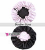 Picture of ELIHAIR Stain Bonnet Silky Sleep Cap Adjustable Satin Cap for Night Sleeping Hair Bonnet Reversible Double Layer Light Purple/Black