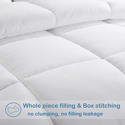 Picture of EASELAND All Season California King Soft Quilted Down Alternative Comforter Hotel Collection Reversible Duvet Insert with Corner Tabs,Winter Warm Fluffy Hypoallergenic,White,96 by 104 Inches