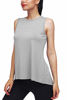 Picture of Mippo Summer Workout Tops for Women Summer Open Back Yoga Shirts Cute Fitness Workout Tank Stretchy Sports Gym Winter Clothes Tie Back Running Racerback Tank Tops with Mesh Gray XS