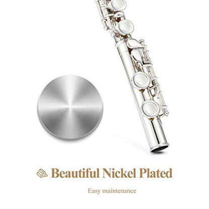 Picture of Eastar EFL-1 Closed Hole C Flutes 16 Key Nickel Beginner Student Kids Flute Musical Instrument With Carrying Case Stand Gloves Cleaning Rod and Cloth