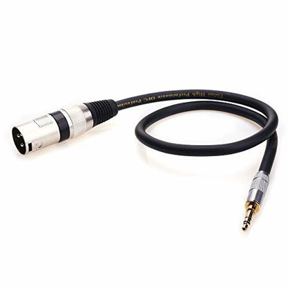 Picture of TISINO 3.5mm to XLR Cable Unbalanced 1/8 inch Mini Stereo Jack to XLR Male Adapter Microphone Cord - 1.6ft/50cm