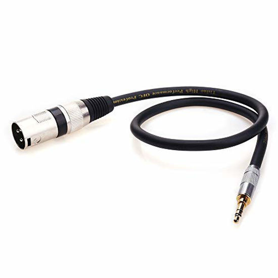 Picture of TISINO 3.5mm to XLR Cable Unbalanced 1/8 inch Mini Stereo Jack to XLR Male Adapter Microphone Cord - 1.6ft/50cm