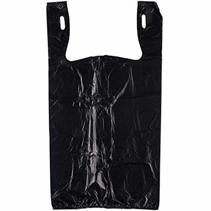 Picture of Carry-Out Plastic Bag-Black Plain T-Shirt Bag 11.5"x6.5"x21.5" 15 mic(Black, 1000/Case)