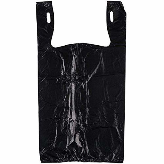 GetUSCart- Carry-Out Plastic Bag-Black Plain T-Shirt Bag 11.5
