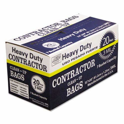 Picture of AEP 0186470 Heavy Duty Contractor Bags, 32" x 50", 3 ml (Pack of 20)