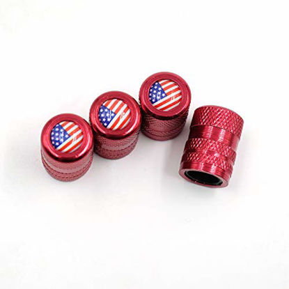 Picture of CKAuto American Flag Valve Stem Caps, Aluminum USA Tire Valve Caps, Universal Dust Proof Stem Covers for Cars, Trucks, Bikes, Motorcycles, Bicycles, Corrosion Resistant, 4 Pack(Red)