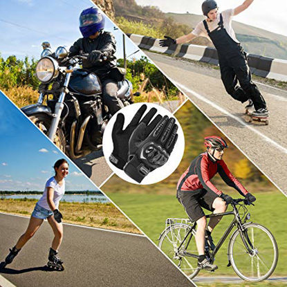 Picture of COFIT Motorcycle Gloves for Men and Women, Full Finger Touchscreen Motorbike Gloves for BMX ATV MTB Riding, Road Racing, Cycling, Climbing, Motocross - Black XL