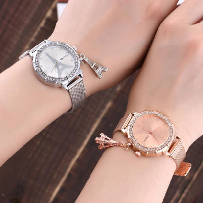 Picture of Balakie Women's Watch, Fashion Ladies Business Watch Eiffel Tower Stainless Steel Quartz Wrist Watch (Silver, Alloy)