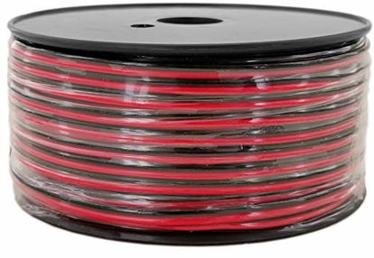 Picture of Pure Copper 20 AWG (American Wire Gauge) 100 ft Red & 100 Black Bonded Zip Cord Power Speaker Cable for Car Audio Home Stereo LED Light (Also in 50 & 200ft Roll)