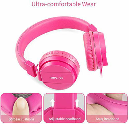 Picture of Kids Headphones, Gorsun Lightweight Stereo Foldable Wired Headsets for Kids Adults Adjustable Headband Headset for Smartphones Computer Pad Mp3/4 Earphones