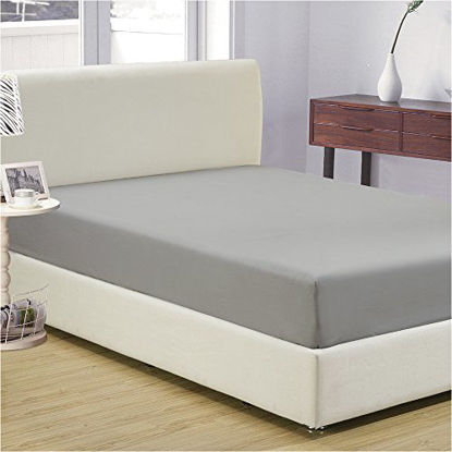 Picture of Mellanni Fitted Sheet Full Light-Gray - Brushed Microfiber 1800 Bedding - Wrinkle, Fade, Stain Resistant - Deep Pocket - 1 Single Fitted Sheet Only (Full, Light Gray)