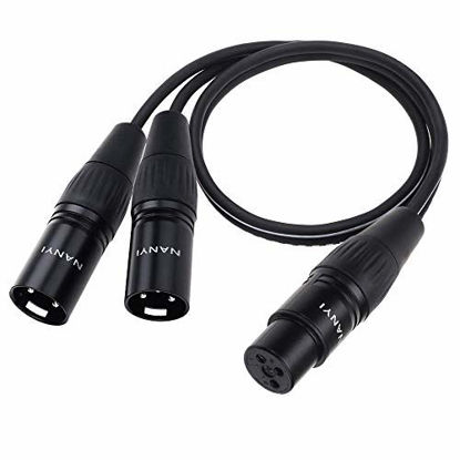 Picture of XLR Splitter Cable, NANYI- Microphone cable xlr to xlr Patch Cables, 3-Pin XLR Female to Dual XLR Male Y Cable Adaptor mic cable DMX Cable Patch Cords with Oxygen-Free Copper, 1.6Feet