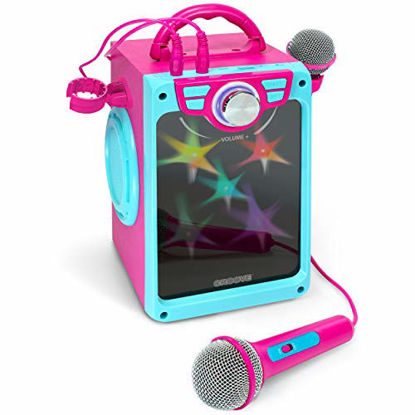 Picture of Croove Karaoke Machine for Kids - Karaoke Machine for Girls with 2 Microphones - Bluetooth/AUX/USB Connectivity and Flashing Disco Lights - (Pink)