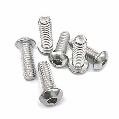 Picture of 1/4-20 x 1-3/4" Button Head Socket Cap Bolts Screws, 304 Stainless Steel 18-8, Allen Hex Drive, Bright Finish, Fully Machine Thread, 25 pcs by Eastlo Fastener